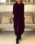 Elegant Velvet Long-Sleeve Dress – Luxurious & Stylish – Amelia