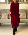 Elegant Velvet Long-Sleeve Dress – Luxurious & Stylish – Amelia