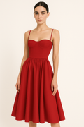 Figure-Flattering Corset Midi Dress with Elegant Flow – Emily