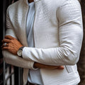 Slim-Fit Leather Jacket with Unique Stone Pattern – Karl