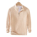 Men’s Cable Knit Sweater with Zipper and Warmth – Ethan