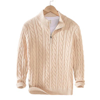 Men’s Cable Knit Sweater with Zipper and Warmth – Ethan