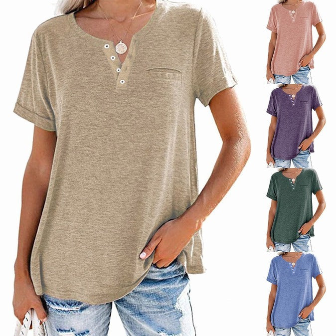 Soft Cotton Blend V-Neck Tee for Everyday Comfort – Rachel