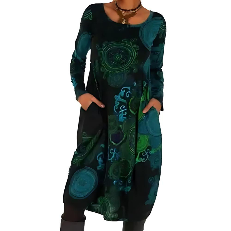 Bohemian-Inspired Long Sleeve Dress with Relaxed Fit – Clarissa