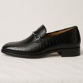 Men's Premium Leather Shoes with Embossed Crocodile Texture – Ethan