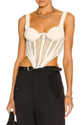 Trendy Crochet Corset Top with Knit Panel Detailing – Sophia