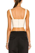 Trendy Crochet Corset Top with Knit Panel Detailing – Sophia