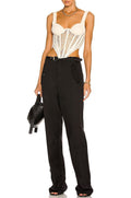 Trendy Crochet Corset Top with Knit Panel Detailing – Sophia