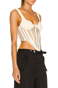 Trendy Crochet Corset Top with Knit Panel Detailing – Sophia
