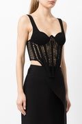 Trendy Crochet Corset Top with Knit Panel Detailing – Sophia
