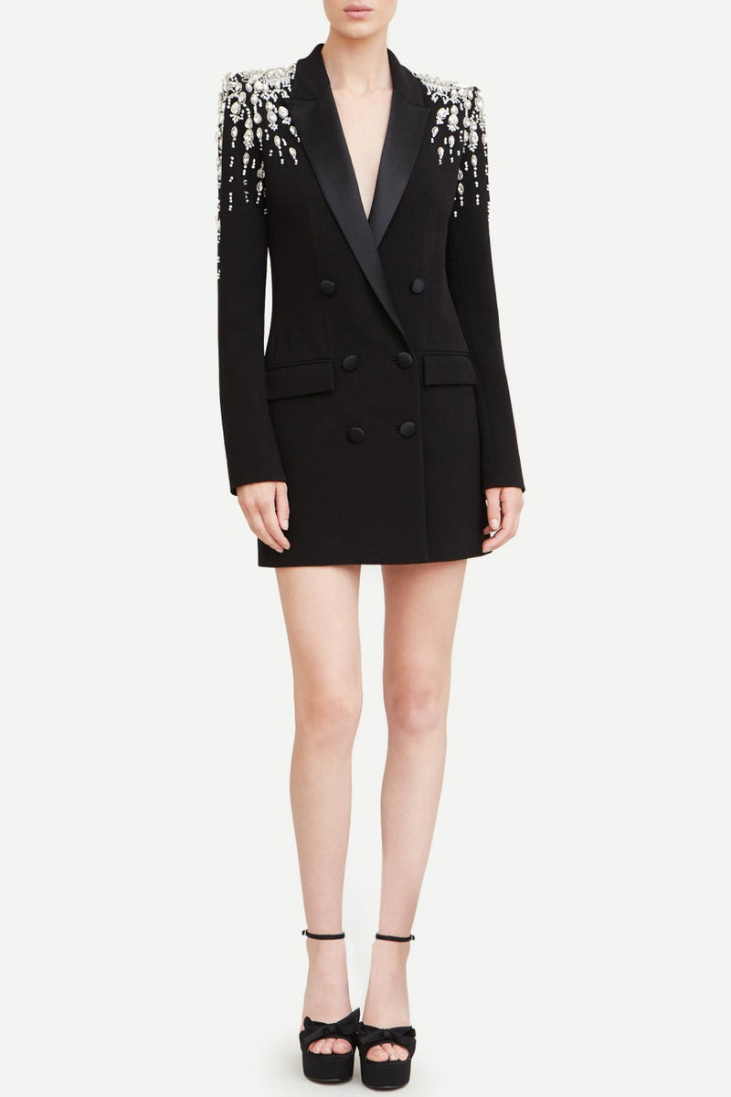 Premium Crystal-Embellished Blazer Dress for Women – Amelia