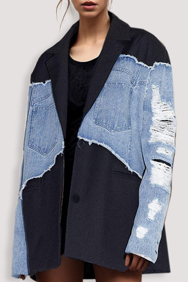 Patchwork Denim Coat for Bold Winter Fashion - Olivia