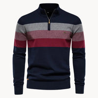 Trendy Striped Quarter-Zip Sweater for Men with Modern Fit – Ethan