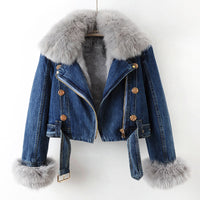 Denim Fur Jacket – Stylish & Warm Vintage-Inspired Outerwear – Eleanor