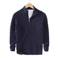 Men’s Cable Knit Sweater with Zipper and Warmth – Ethan