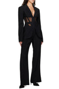 Modern Black Mesh Panel Blazer for Women – Sophia