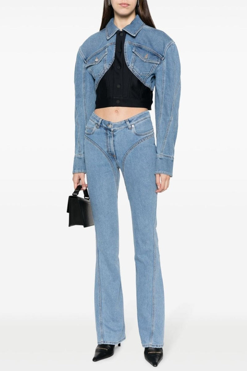 Trendy Patchwork Denim Jacket with Stylish Design – Amelia