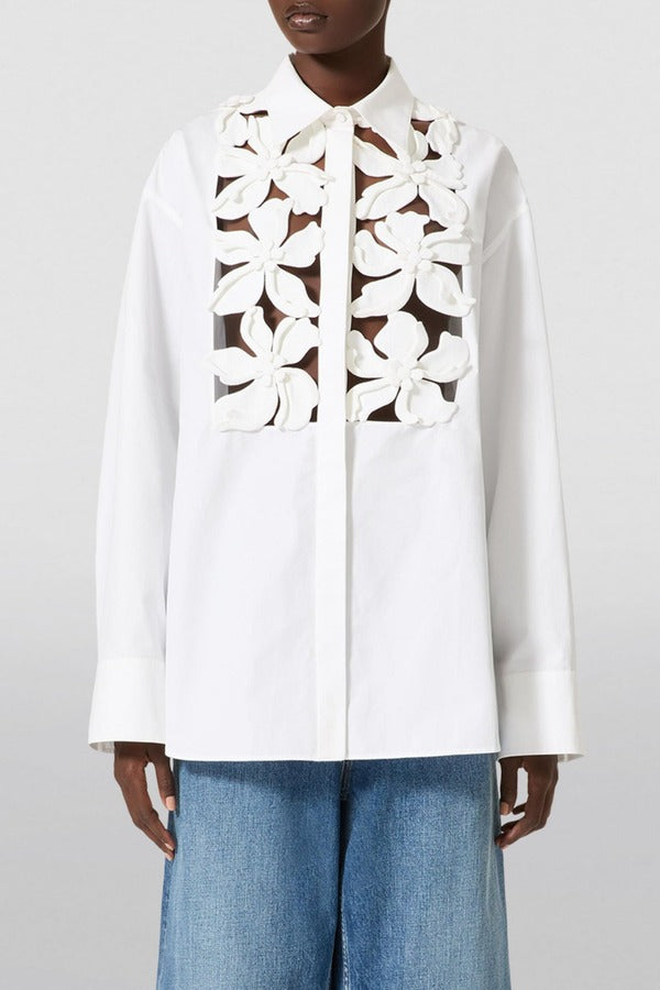 Floral Cutout Blouse with Long Sleeves for Chic Layering – Emma