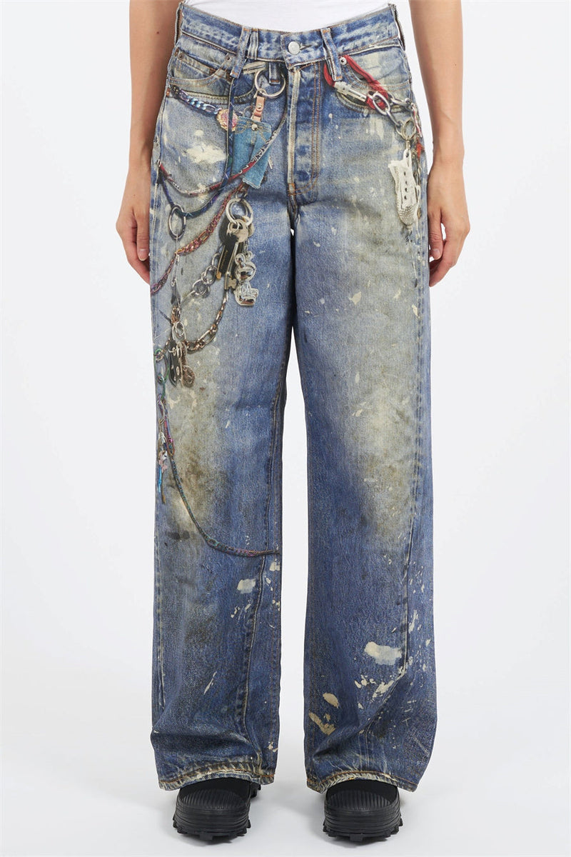 Unique Wide-Leg Printed Jeans for Everyday Comfort - Zoe