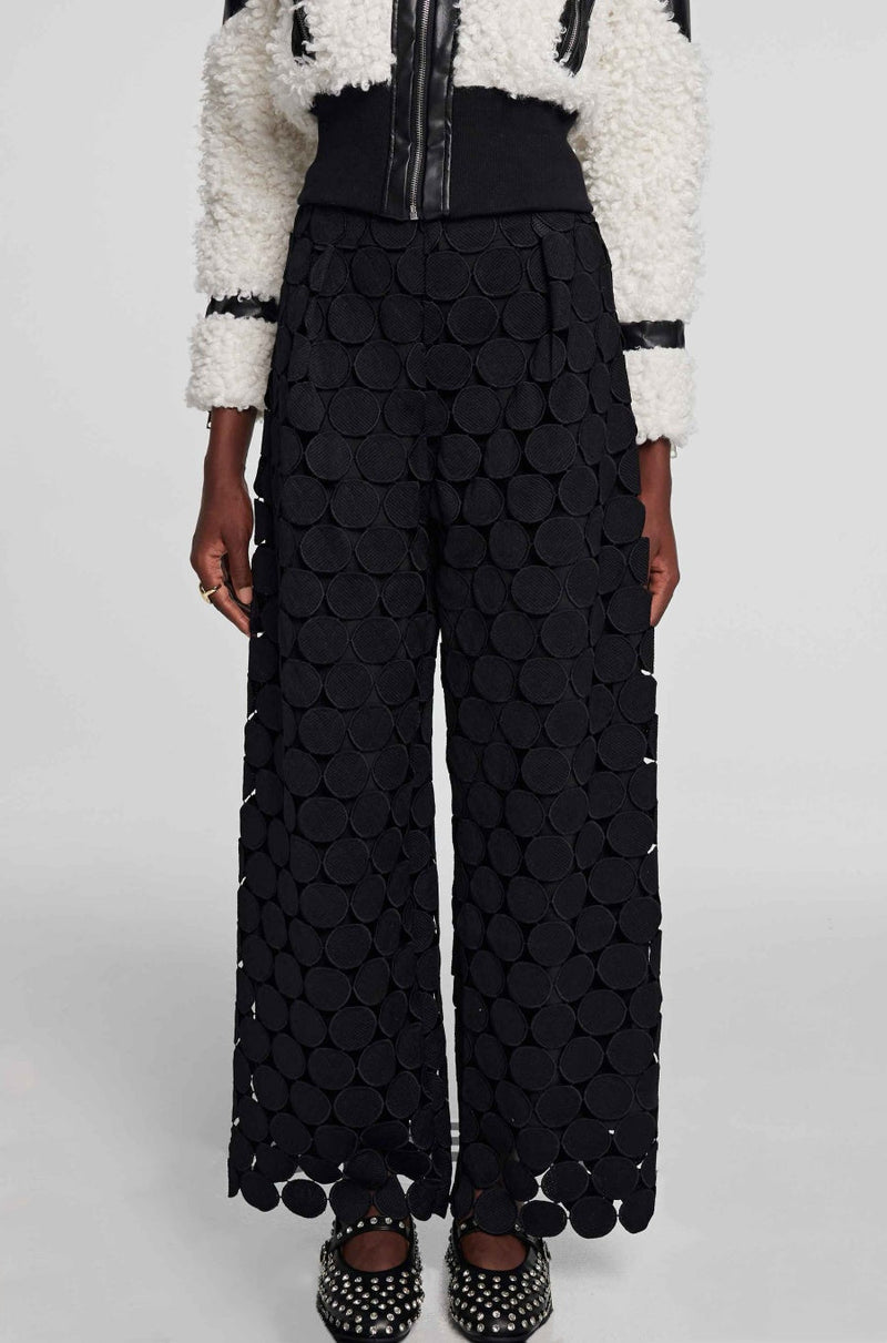Stylish Black Pants with Unique Fringe Accents – Sophie