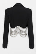 Crystal-Adorned Formal Black Blazer for Women – Emma