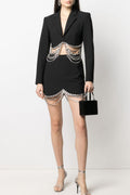 Crystal-Adorned Formal Black Blazer for Women – Emma