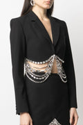 Crystal-Adorned Formal Black Blazer for Women – Emma