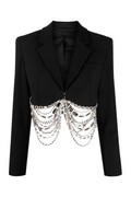 Crystal-Adorned Formal Black Blazer for Women – Emma