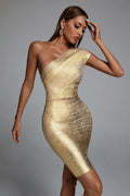 Shimmering Metallic Fabric Party Dress for Special Occasions – Olivia