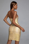 Shimmering Metallic Fabric Party Dress for Special Occasions – Olivia