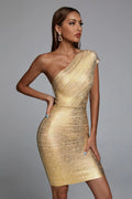 Shimmering Metallic Fabric Party Dress for Special Occasions – Olivia