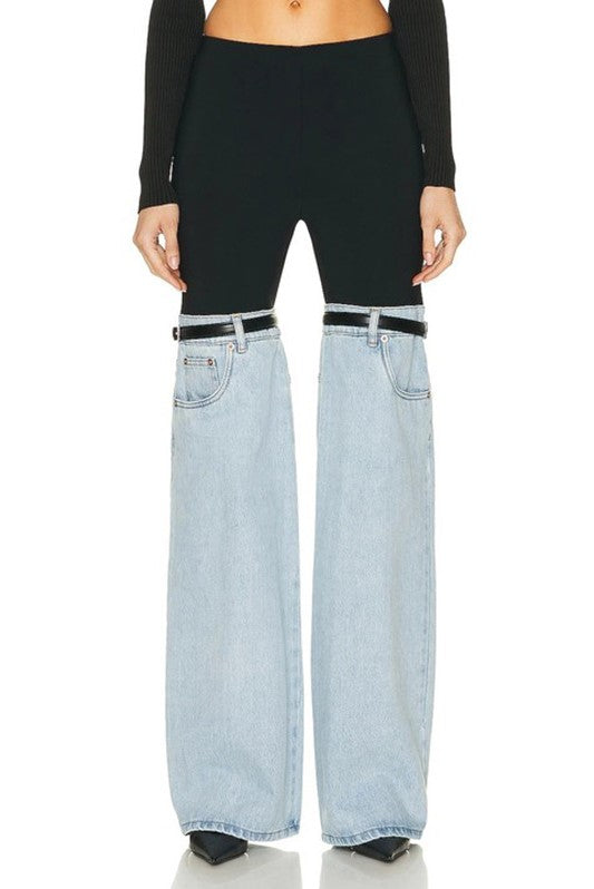 Patchwork Denim Trousers with Stylish Blue Accents – Chloe