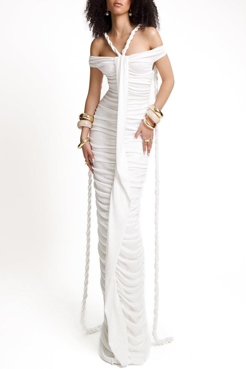 Women's Cotton Maxi Dress with Off Shoulder Style – Grace