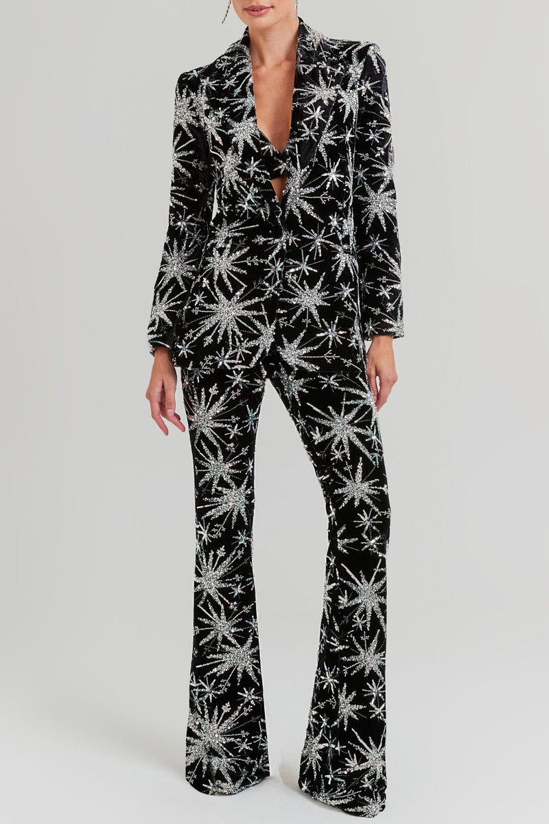 Glittering Velvet Blazer with Star Embellishments – Liam