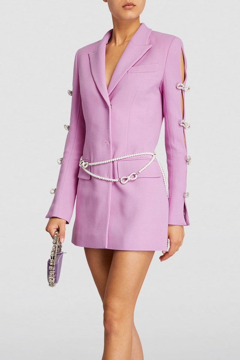 Pearl-Accented Blazer Dress for Refined Style – Sophia
