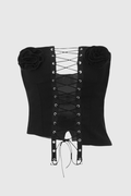 Stylish Lace-Up Blouse with Non-Stretch Fabric – Sophia
