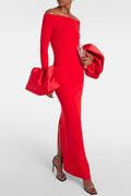 Elegant Velvet Off-Shoulder Maxi Dress for Women – Sophia