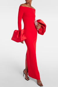 Elegant Velvet Off-Shoulder Maxi Dress for Women – Sophia