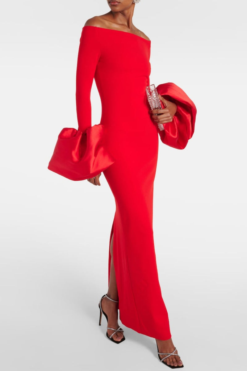 Elegant Velvet Off-Shoulder Maxi Dress for Women – Sophia