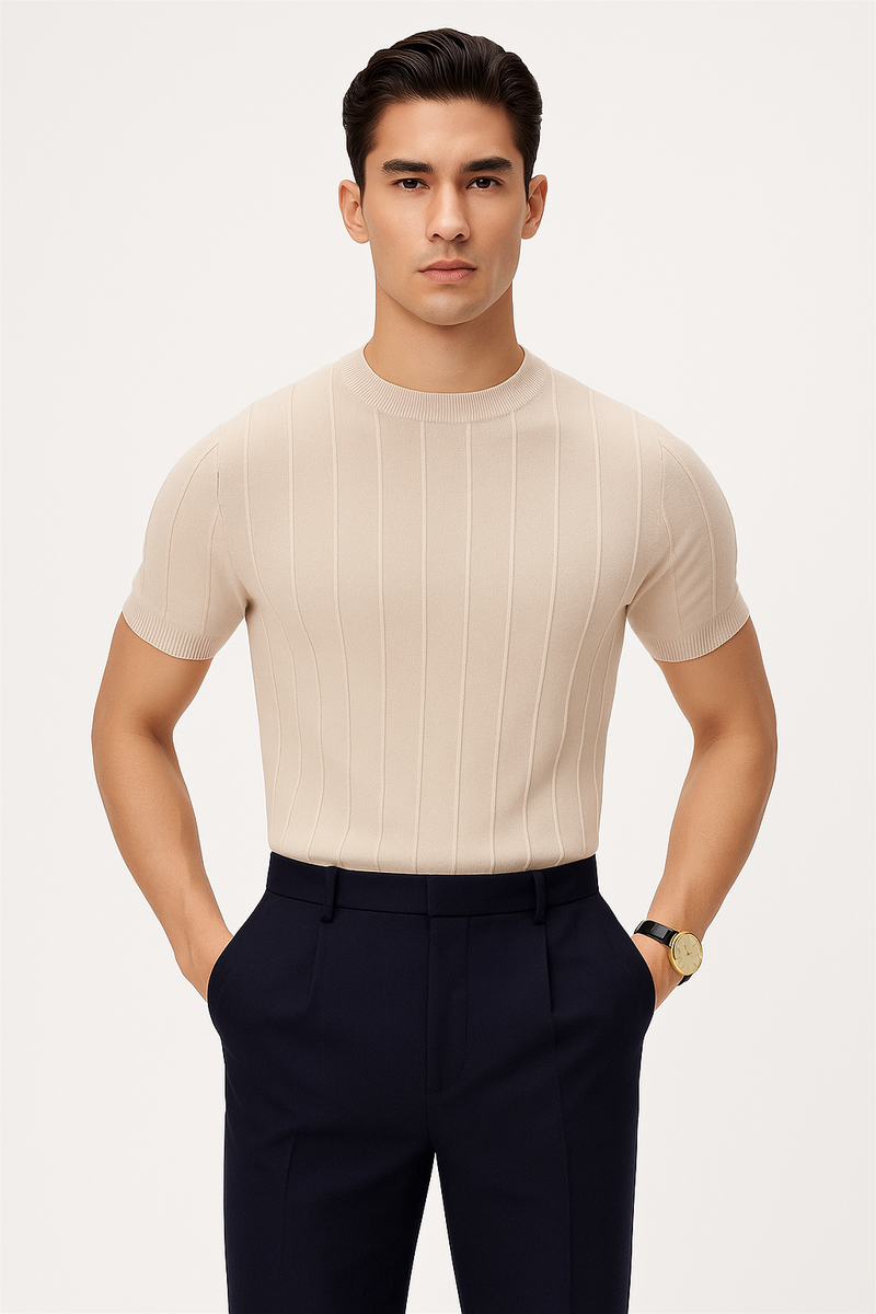 Striped Slim-Fit Dress T-Shirt for Men – Contemporary Style by Daniel