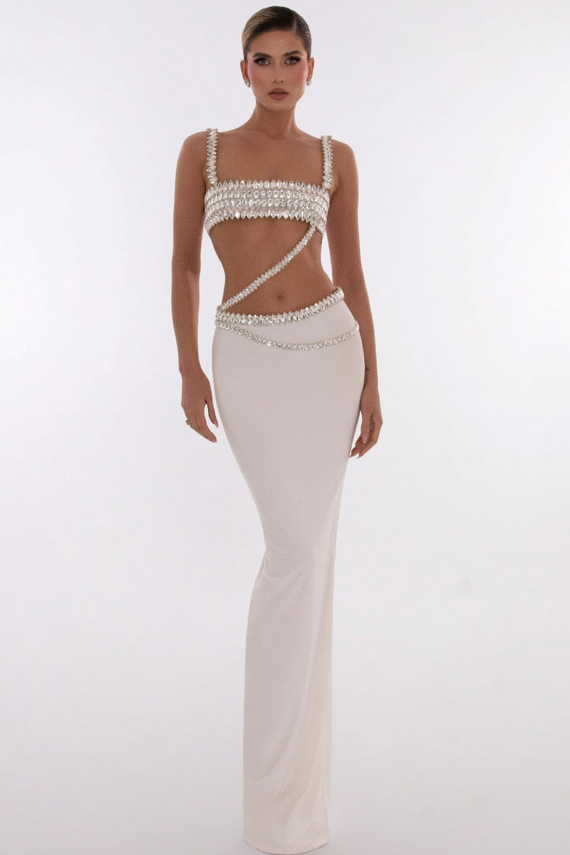 Elegant White Skirt and Strappy Top Ensemble for Women - Emma