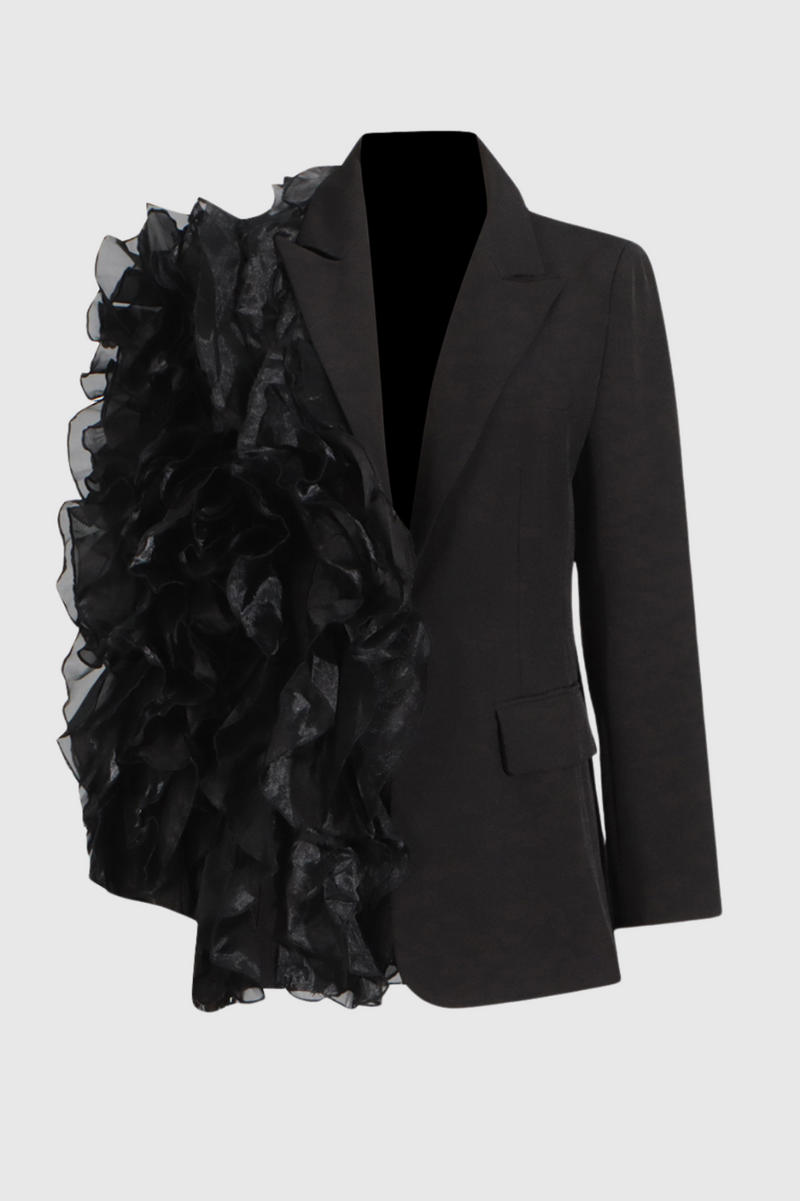 Women's Mesh Ruffle Blazer for Sophisticated Ensembles – Sophia