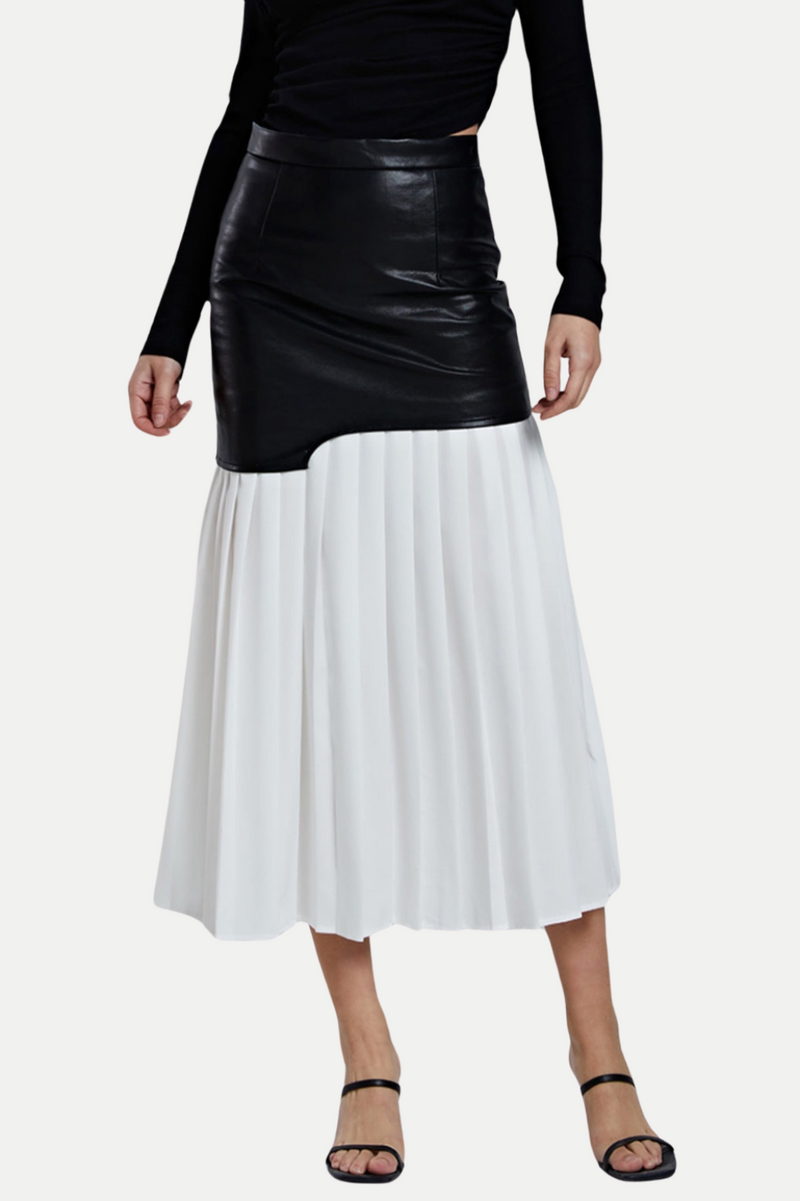 Pleated Leather Skirt for Women with Modern Touch - Grace