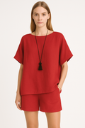 Breathable Summer Blouse and Relaxed Fit Pants Set – Emily