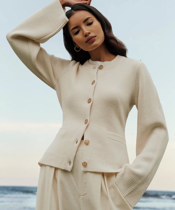 Elegant Button-Up Knit Sweater, Soft & Timeless Style – Emma