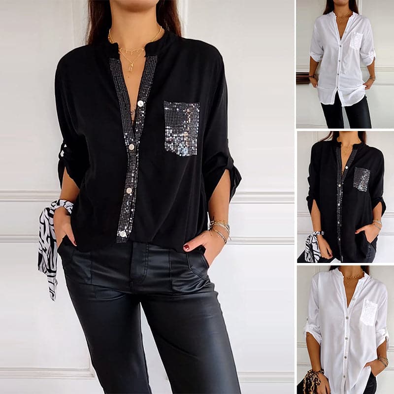 Stylish Sequin Detail Relaxed Fit Casual Top for Women – Emma