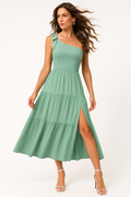 Sophisticated Off-Shoulder Maxi Dress with Side Slits – Clara