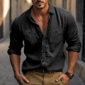 Classic Solid Color Cotton Linen Long Sleeve Shirt – James