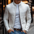 Slim-Fit Leather Jacket with Unique Stone Pattern – Karl