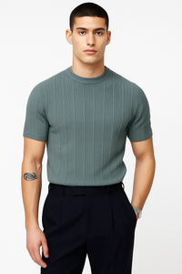 Striped Slim-Fit Dress T-Shirt for Men – Contemporary Style by Daniel
